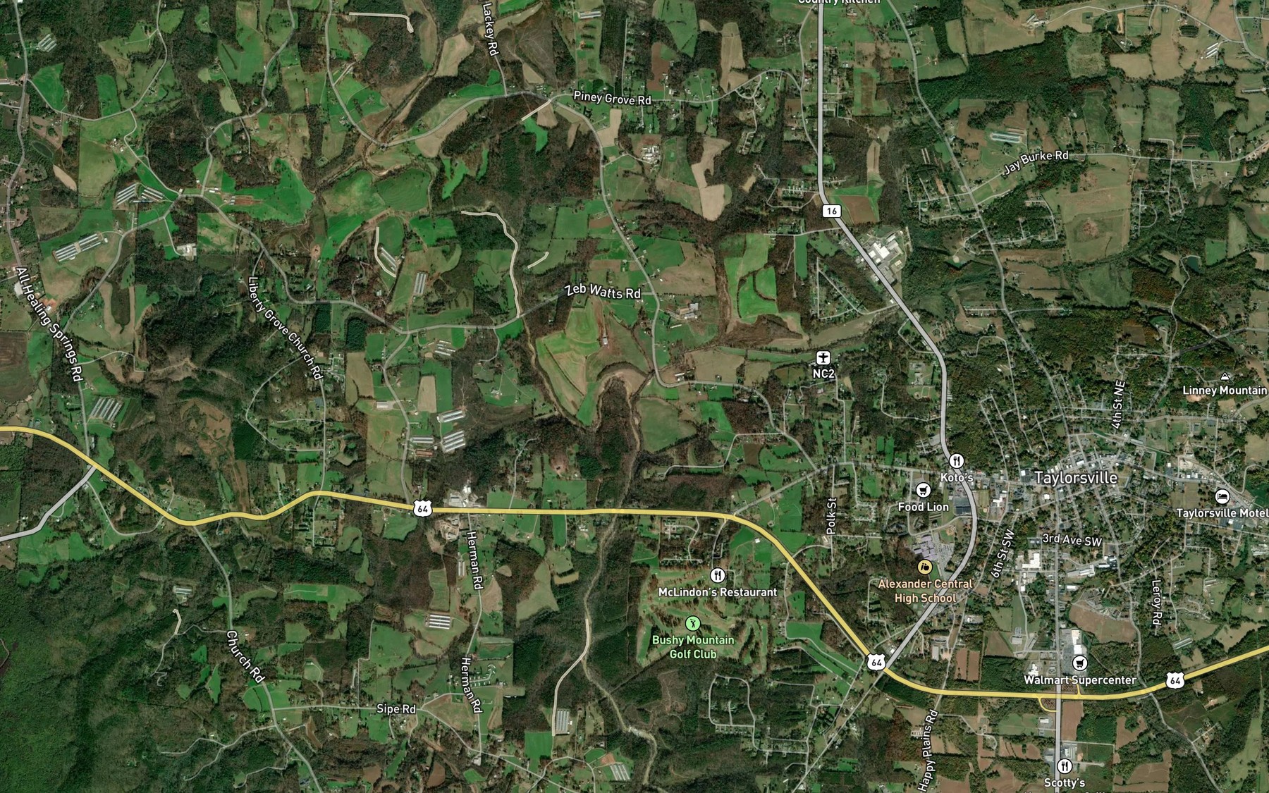 Satellite map of the Muddy Fork