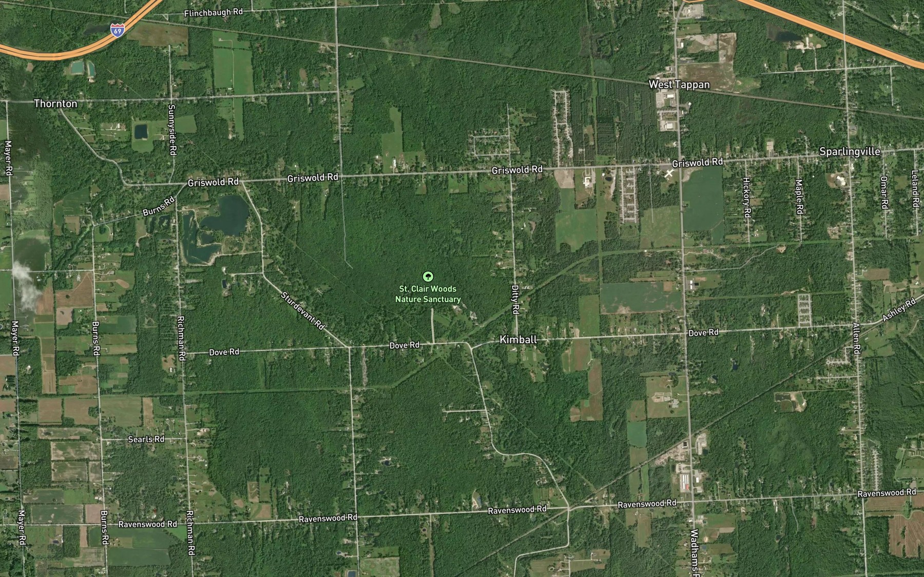 Satellite map of the Mallory Drain