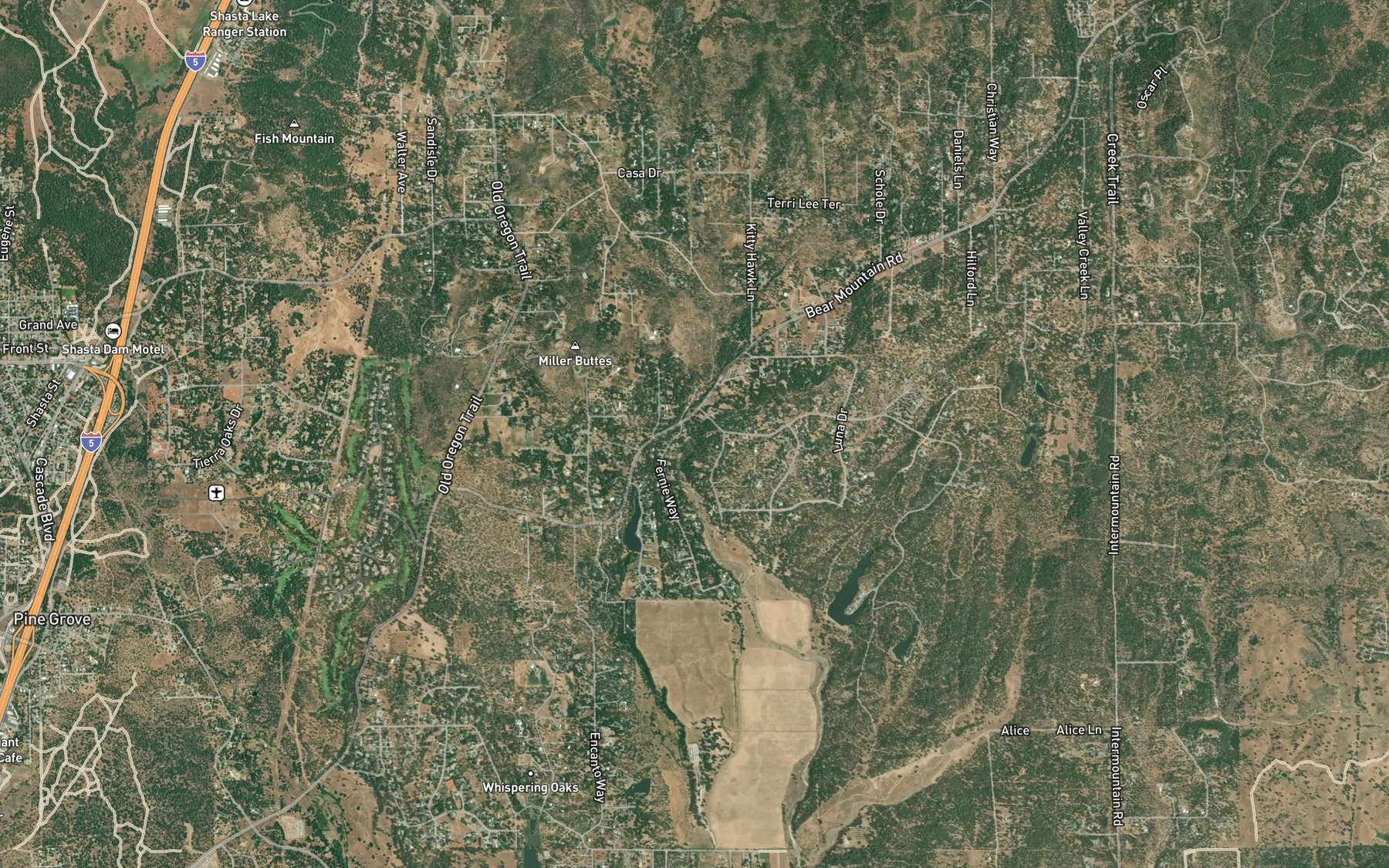 Satellite map of the Deep Hole Creek
