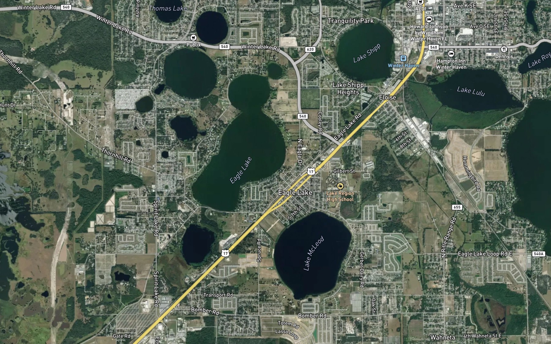 Satellite map of the Park Eagle Lake