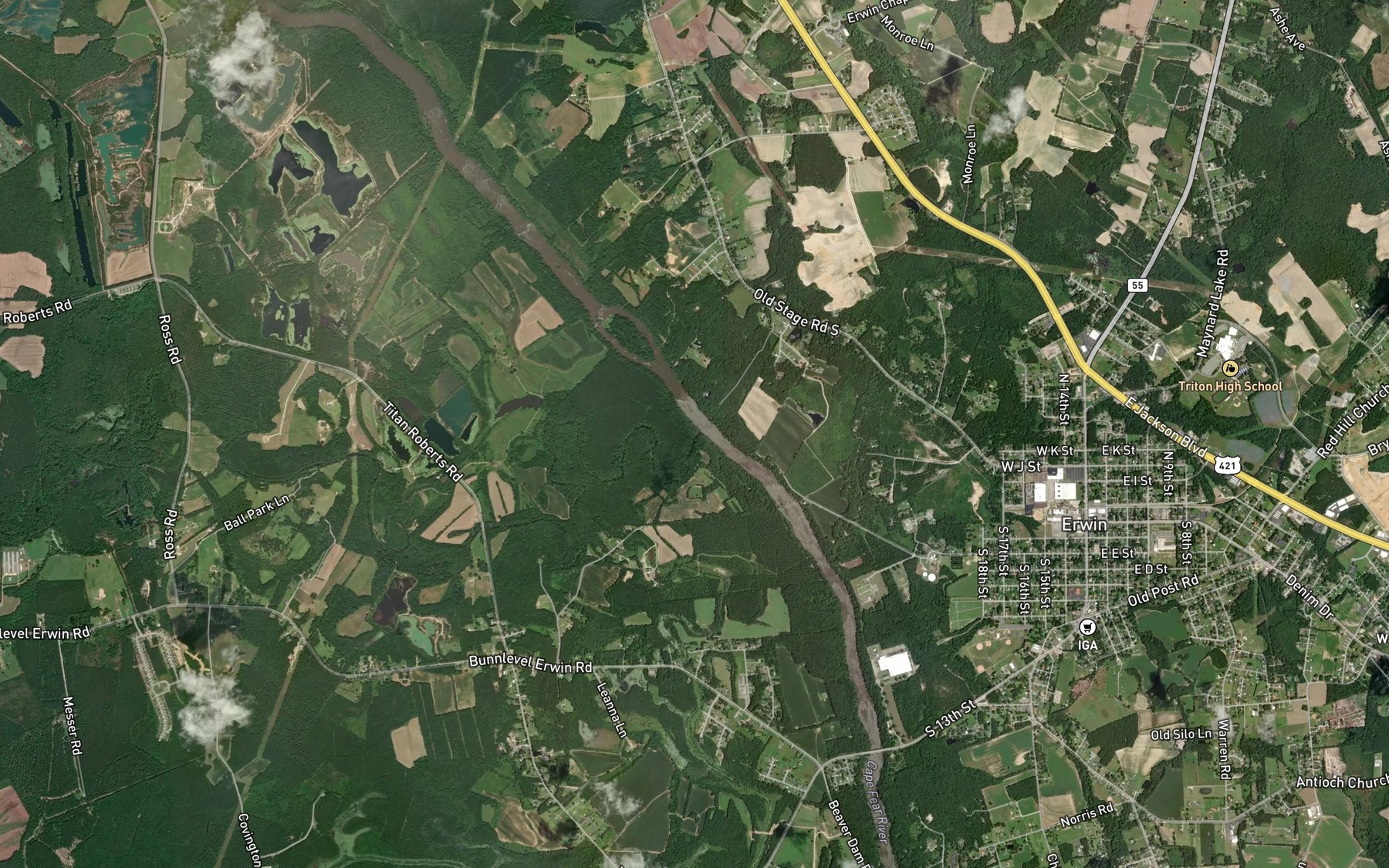 Satellite map of the Upper Little River