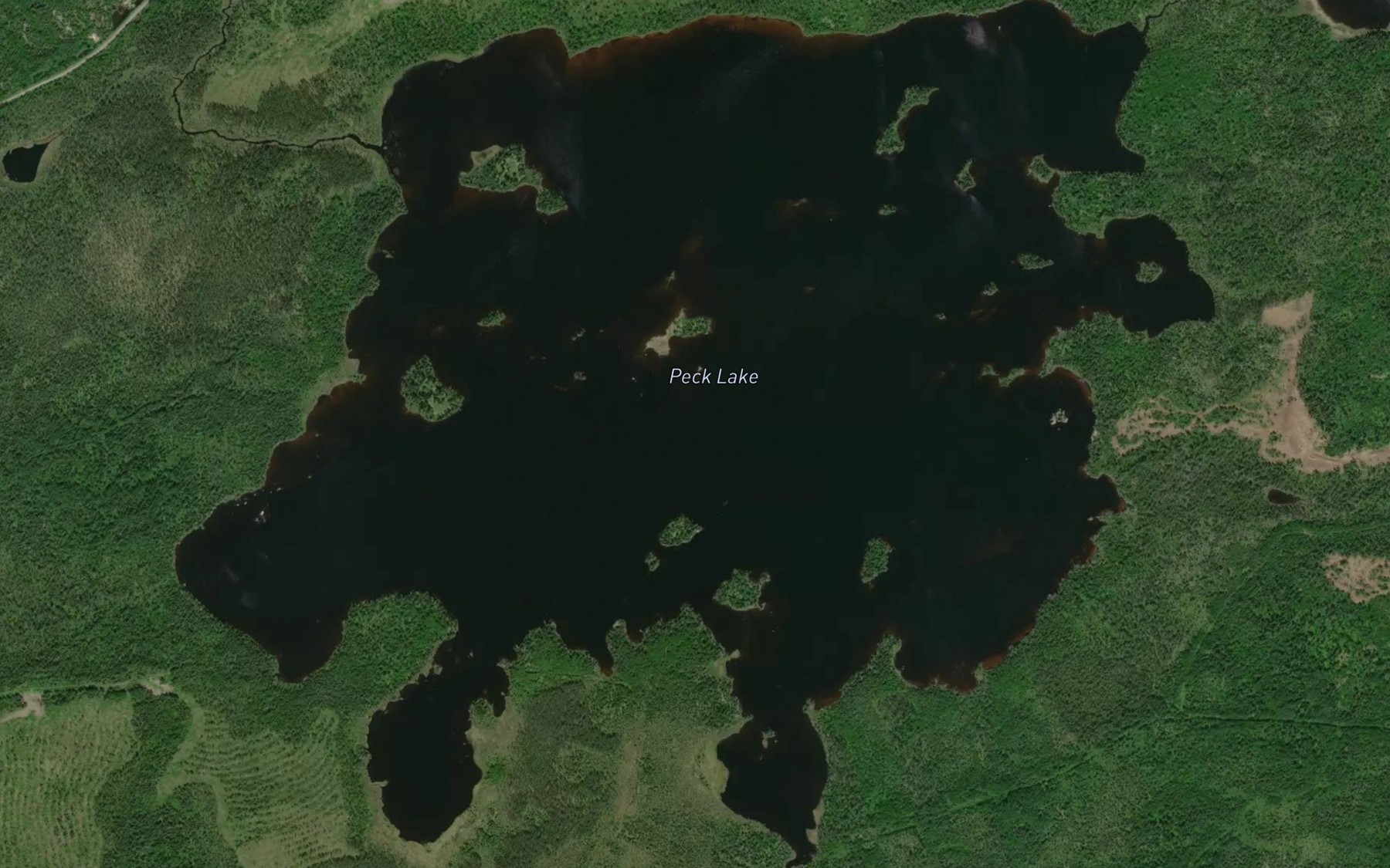 Satellite map of the Peck Lake
