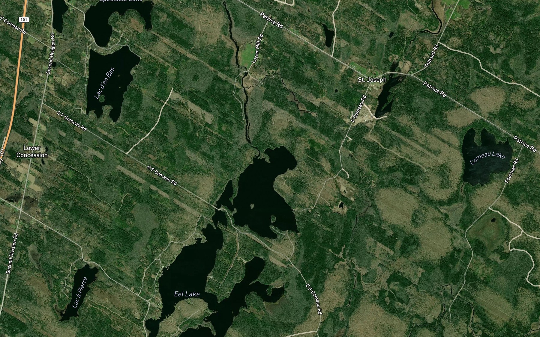 Satellite map of the Oakleaf Lake