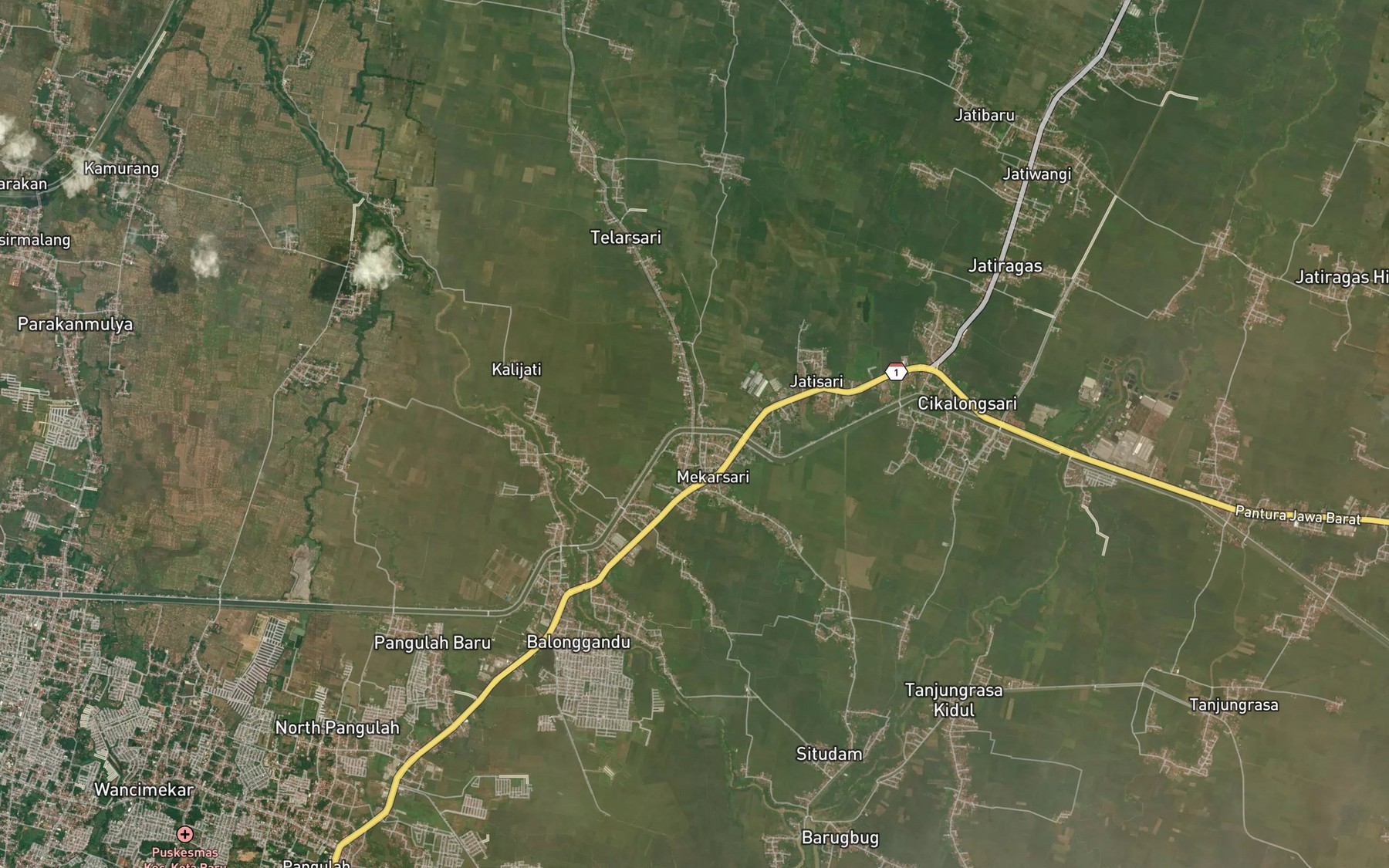 Satellite map of the Kali Waru