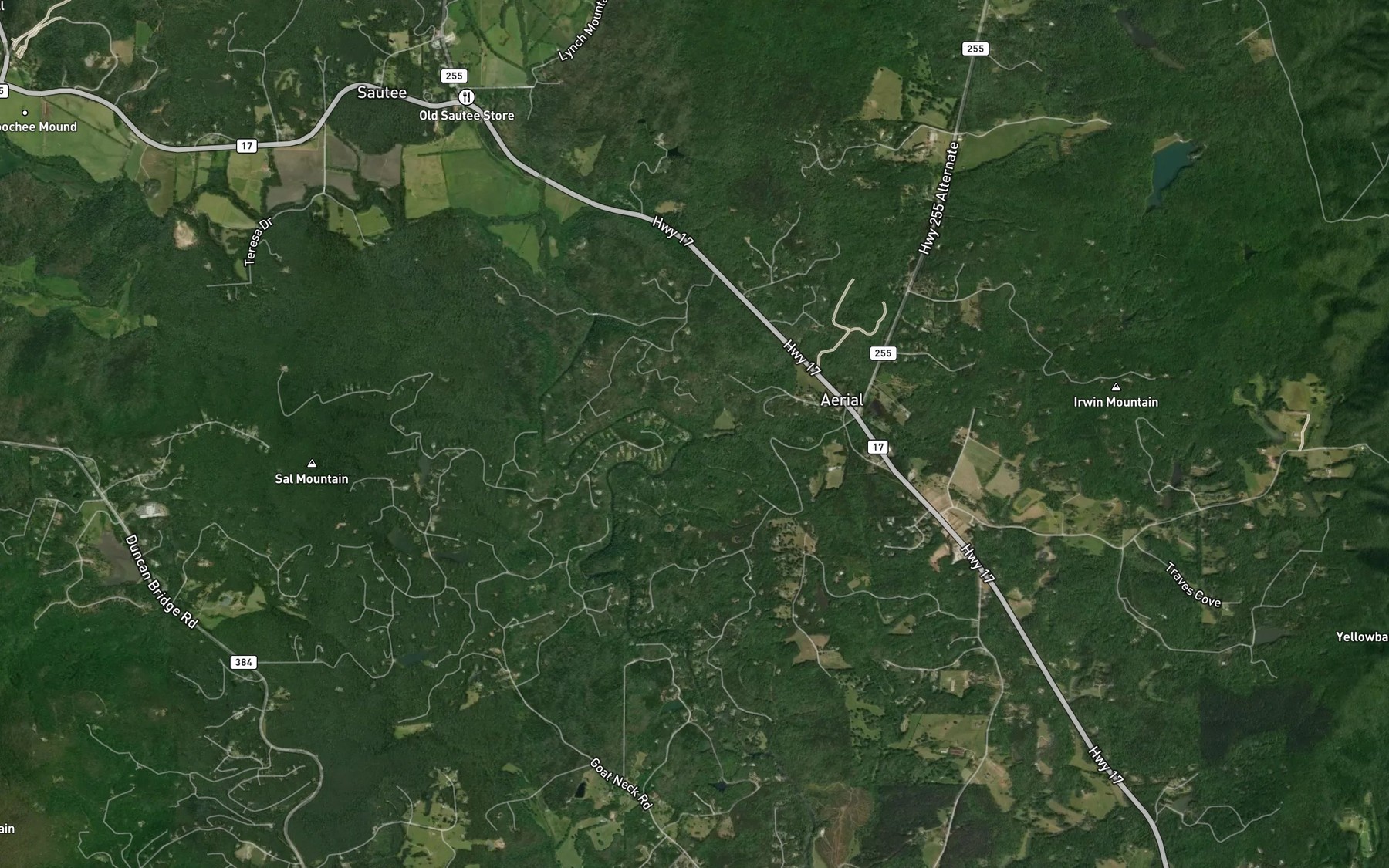 Satellite map of the Mauldin Mill Creek