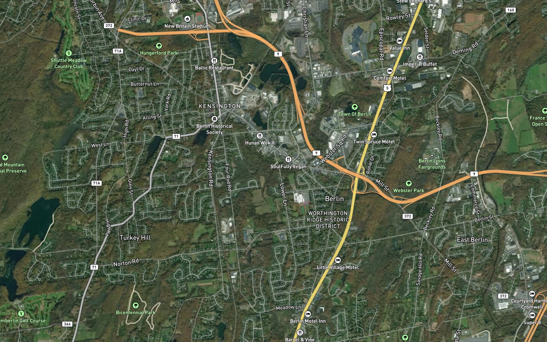 Satellite map of the Belcher Brook