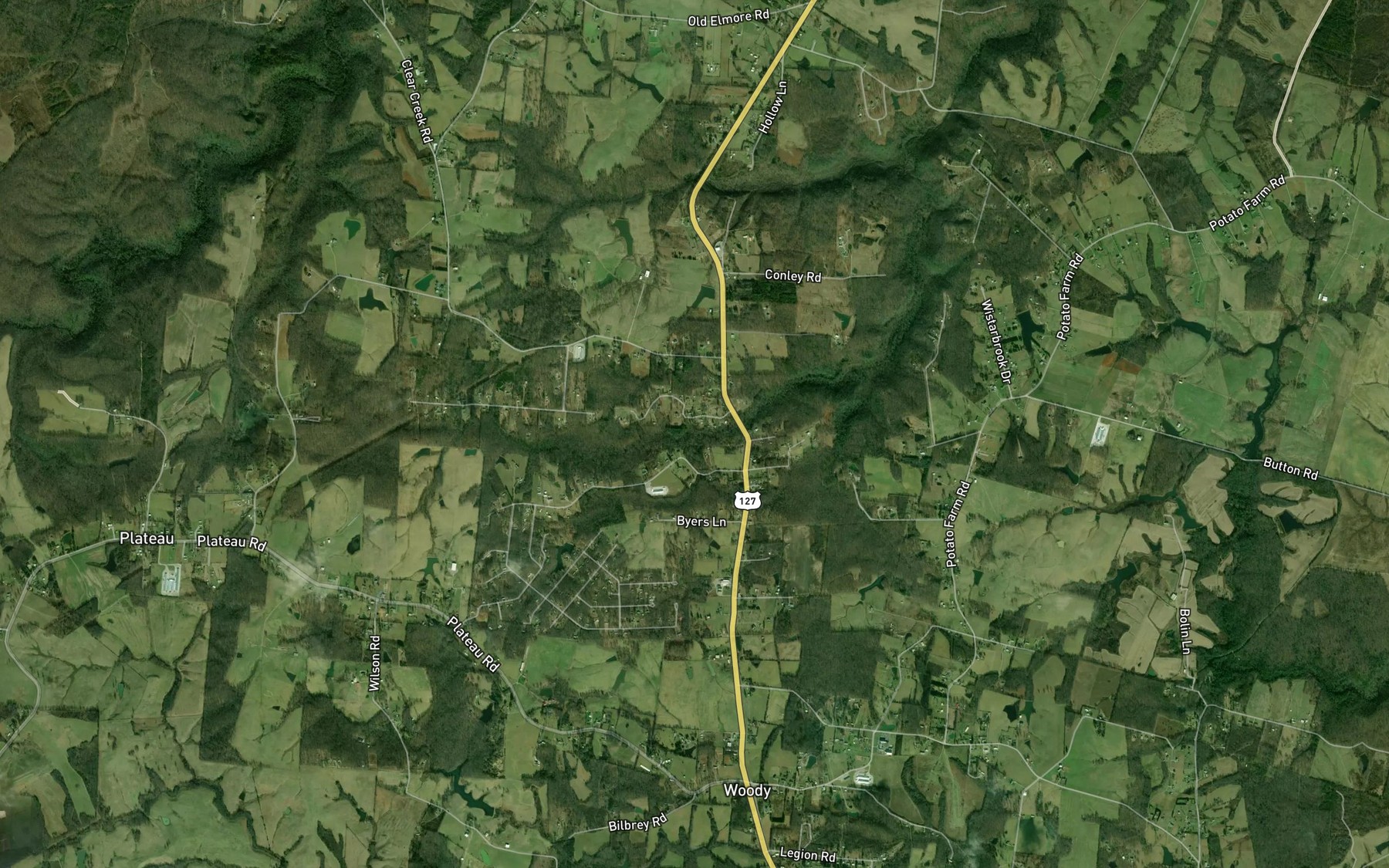 Satellite map of the Terrell Branch