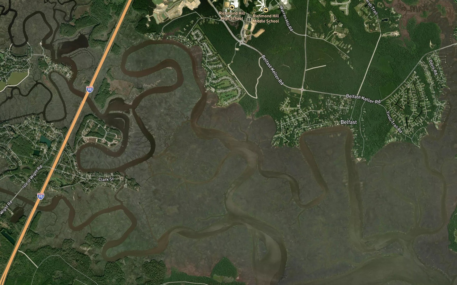 Satellite map of the Jerico River