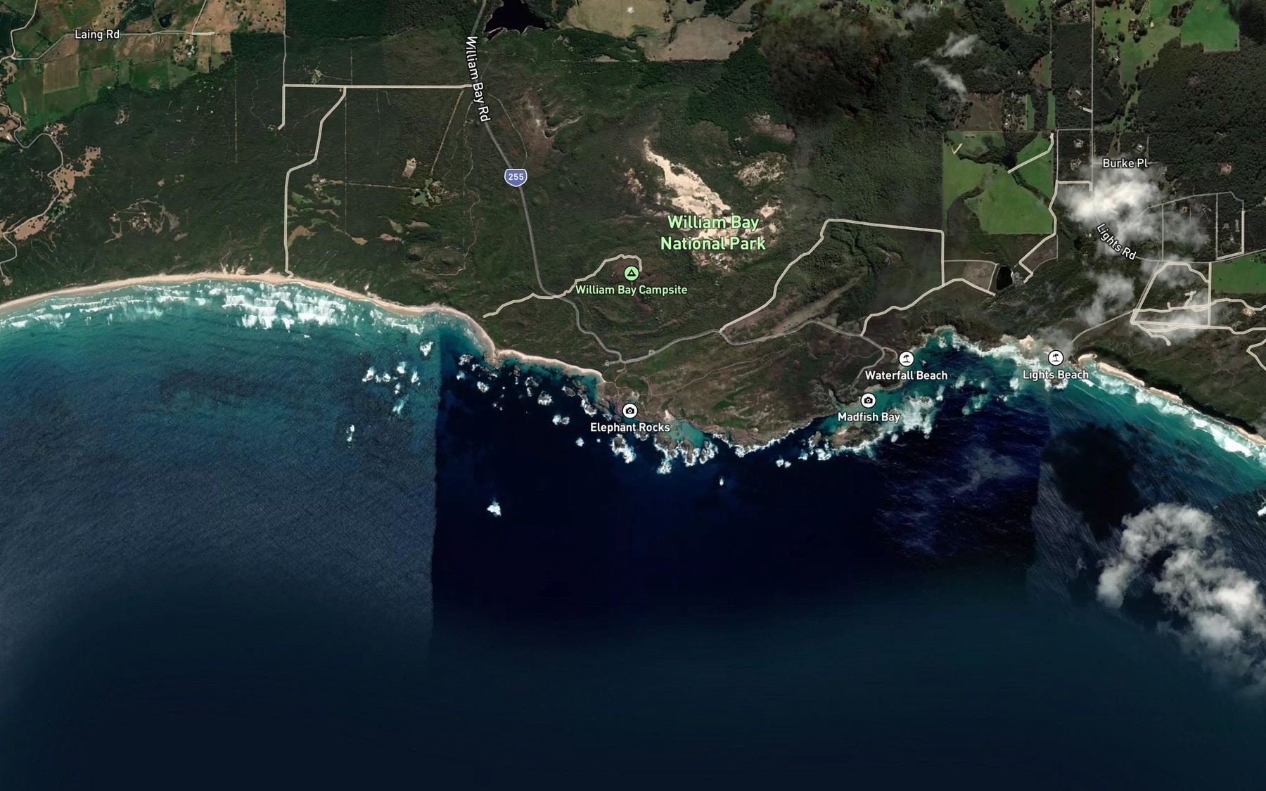 Satellite map of the Elephant Cove