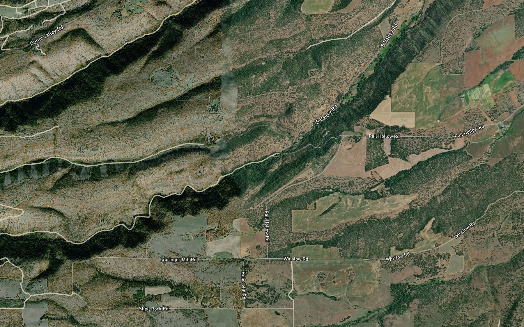 Satellite map of the Dufur City Reservoir