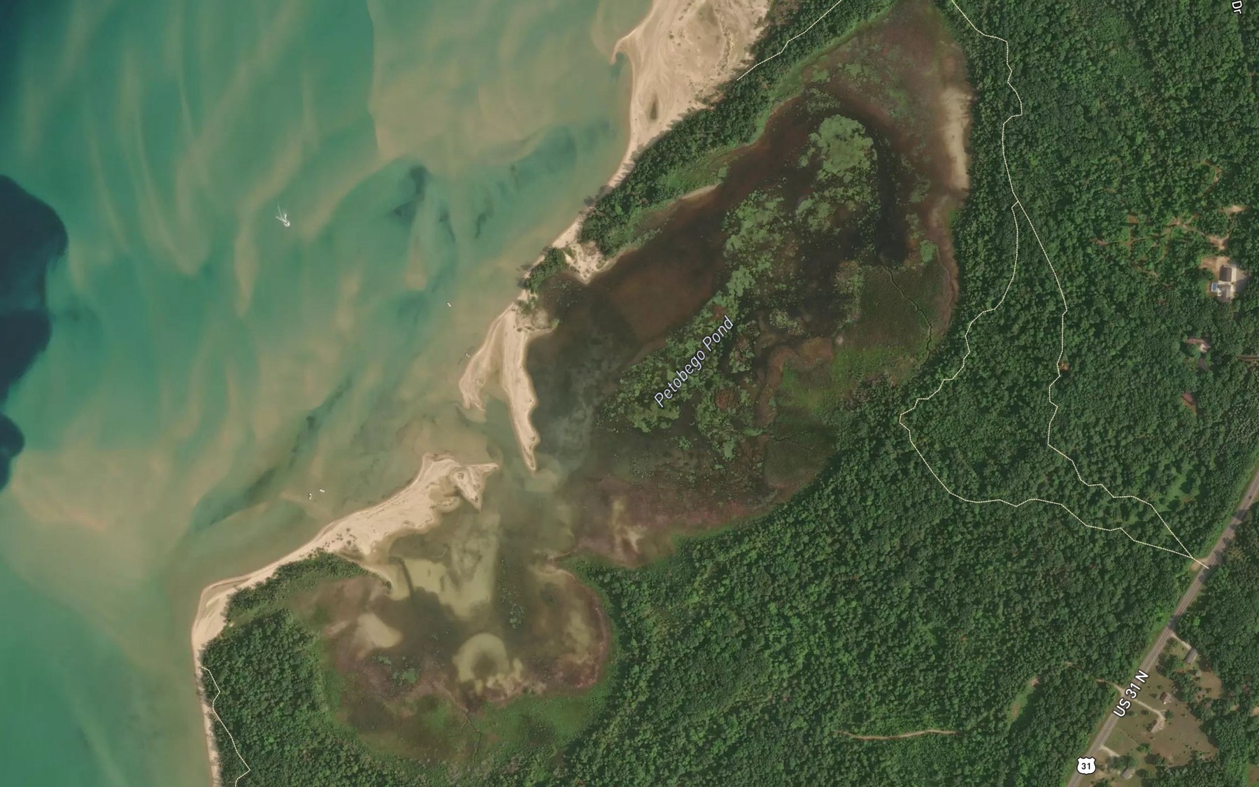 Satellite map of the Petobego Pond