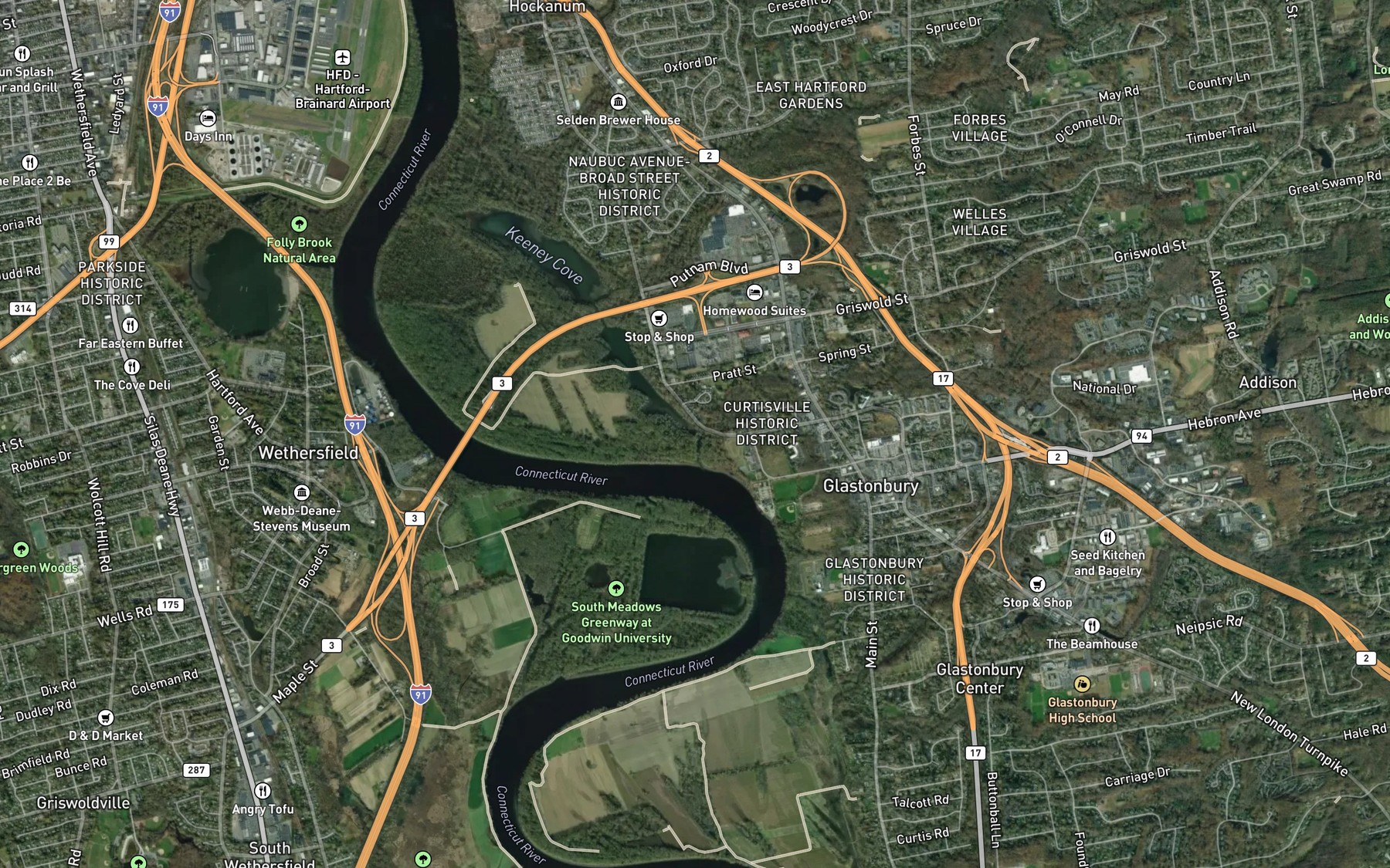 Satellite map of the Salmon Brook