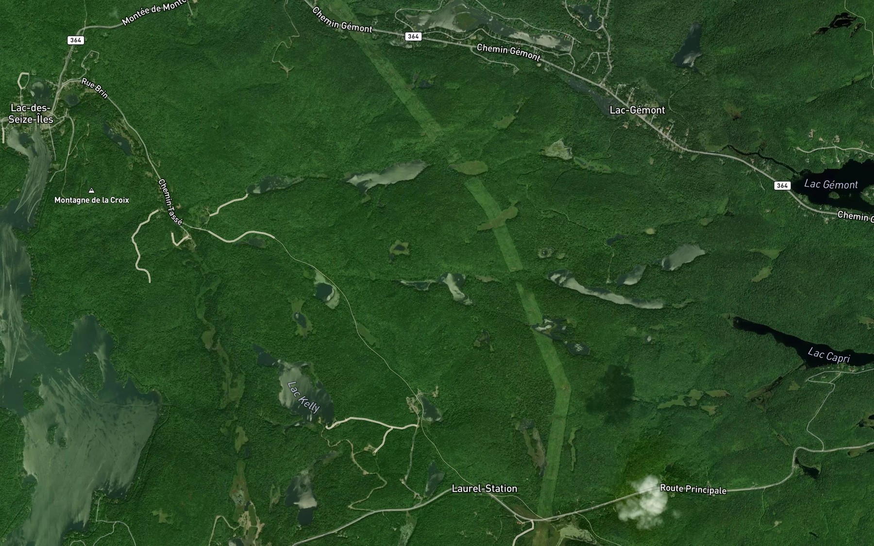 Satellite map of the Lacs a Foin