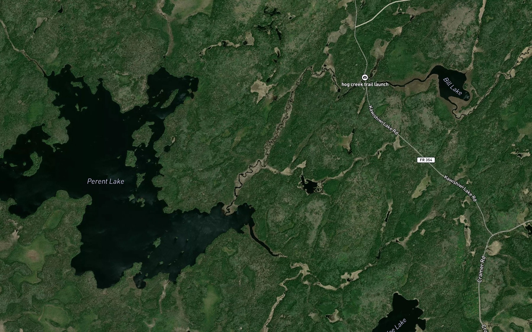 Satellite map of the Walter Creek
