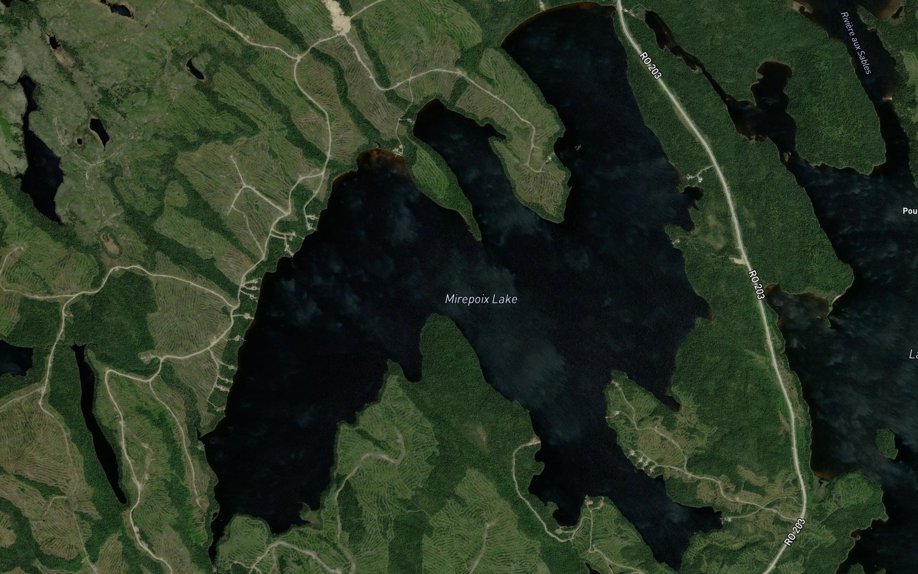 Satellite map of the Lac Mirepoix