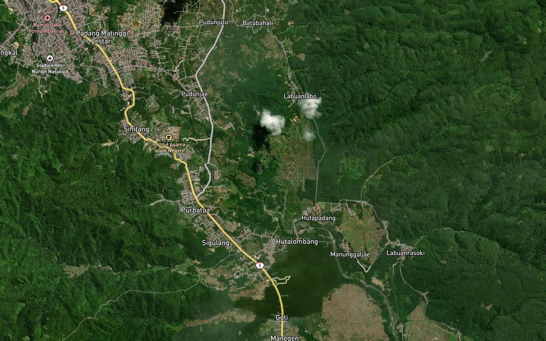 Satellite map of the Aek Sampean