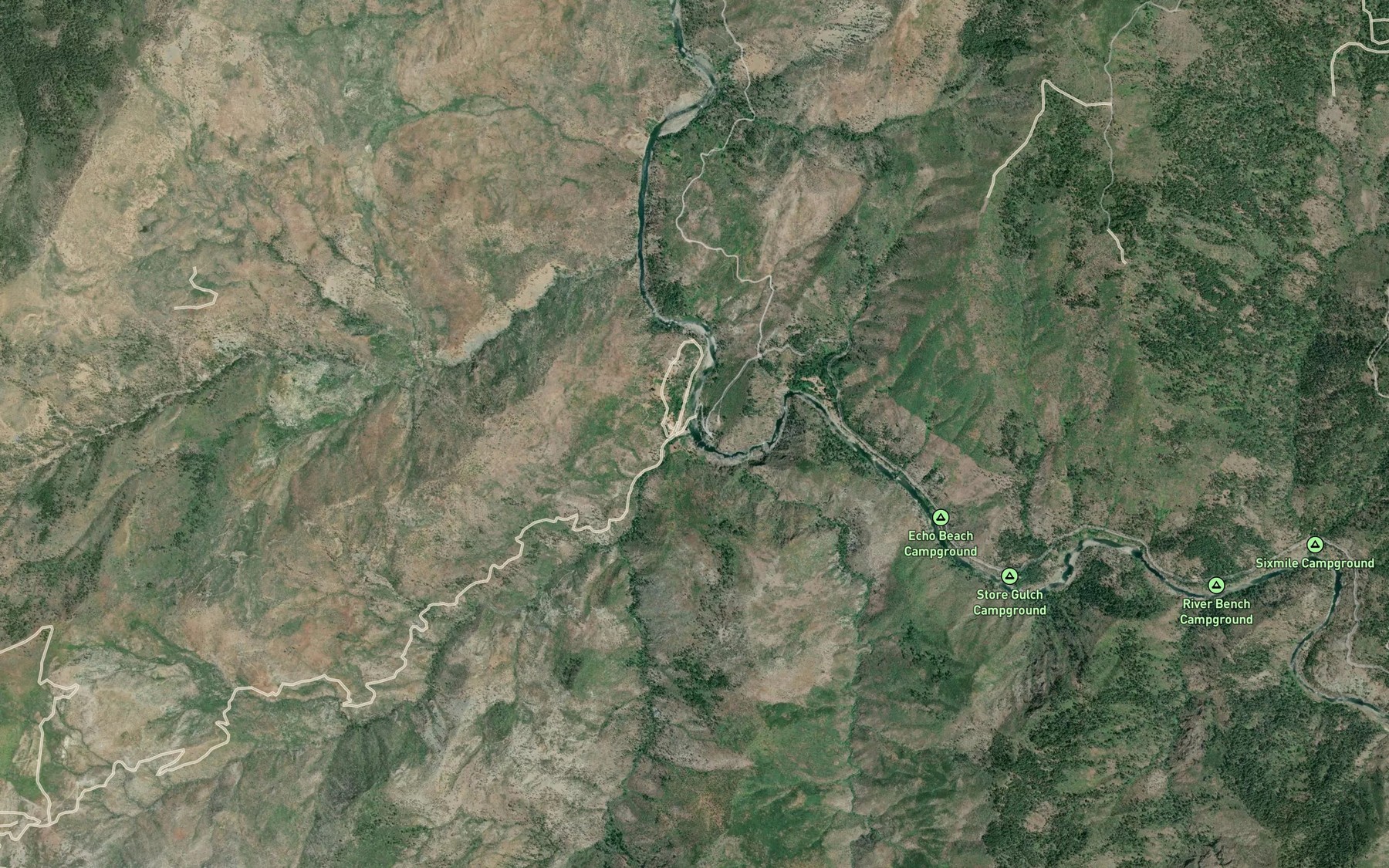 Satellite map of the Rancherie Creek