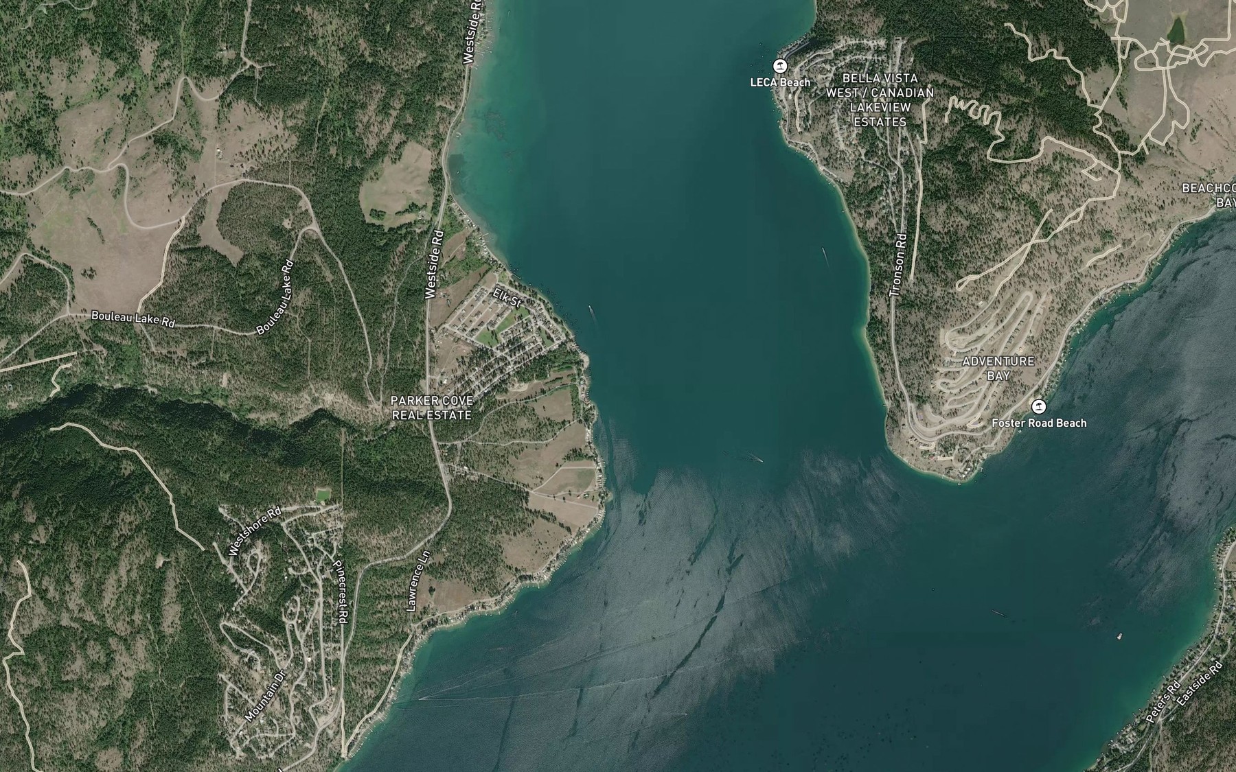 Satellite map of the Whiteman Creek