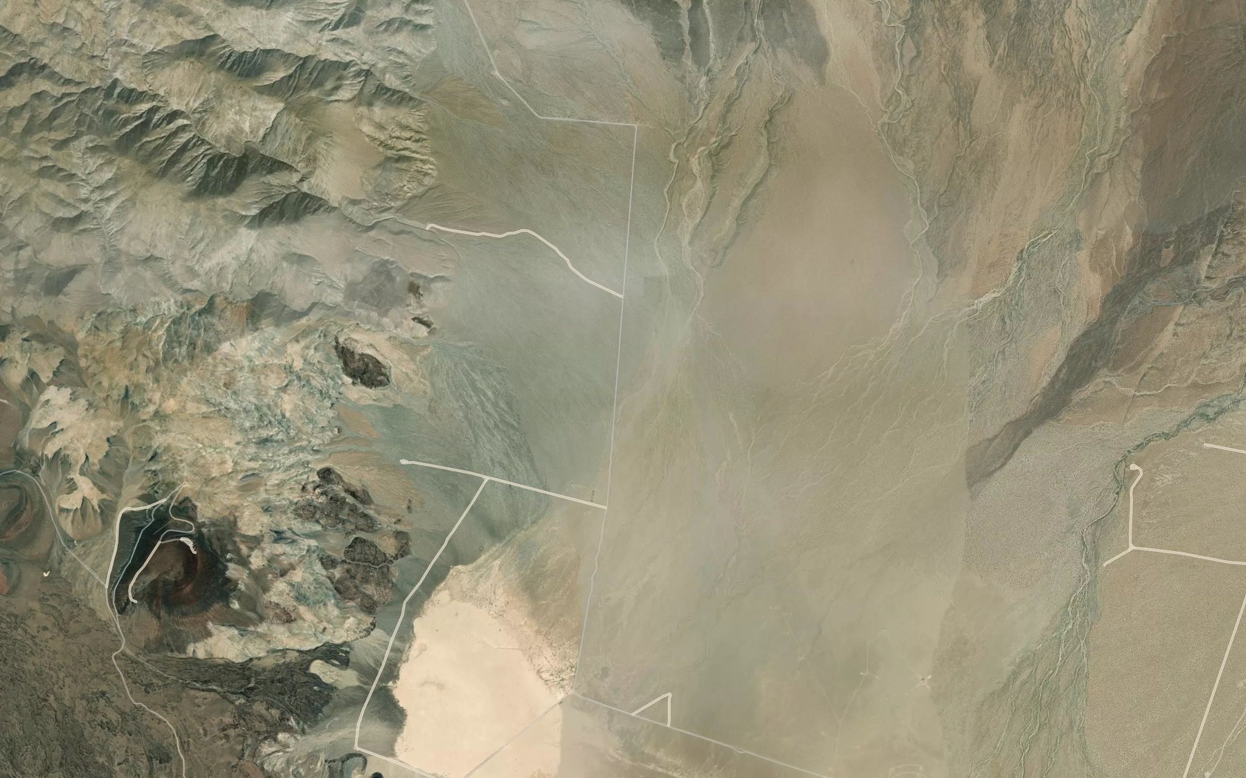 Satellite map of the Coso Wash