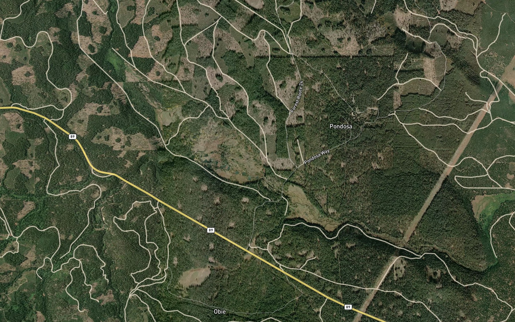 Satellite map of the North Fork Bear Creek