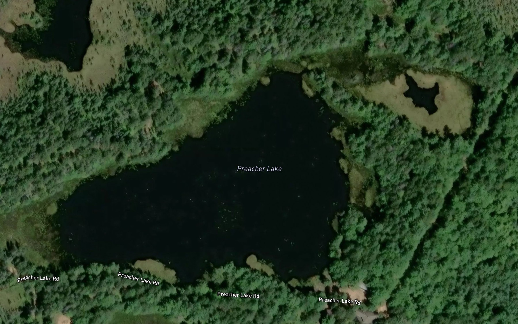 Satellite map of the Preacher Lake