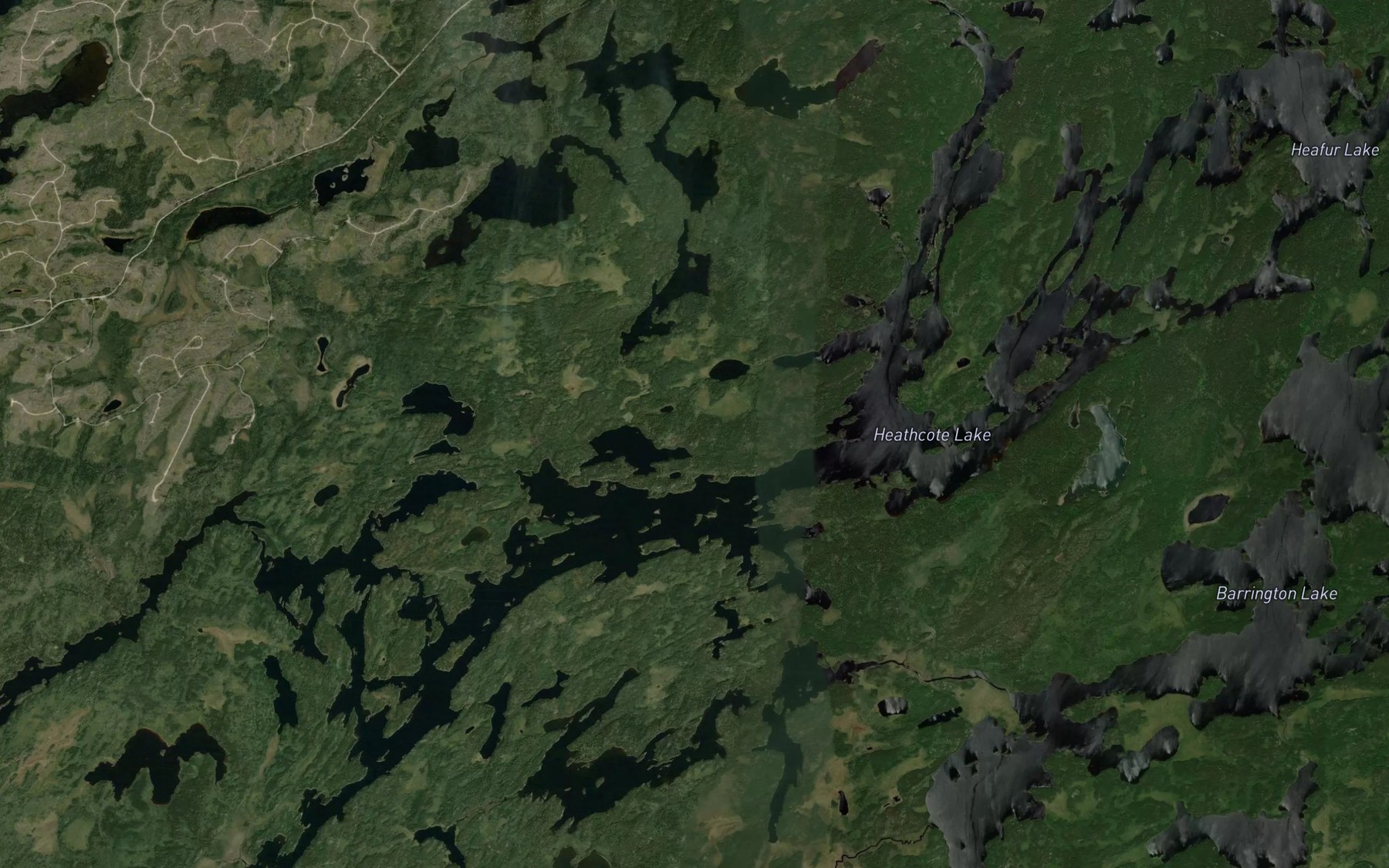 Satellite map of the Heathcote Lake