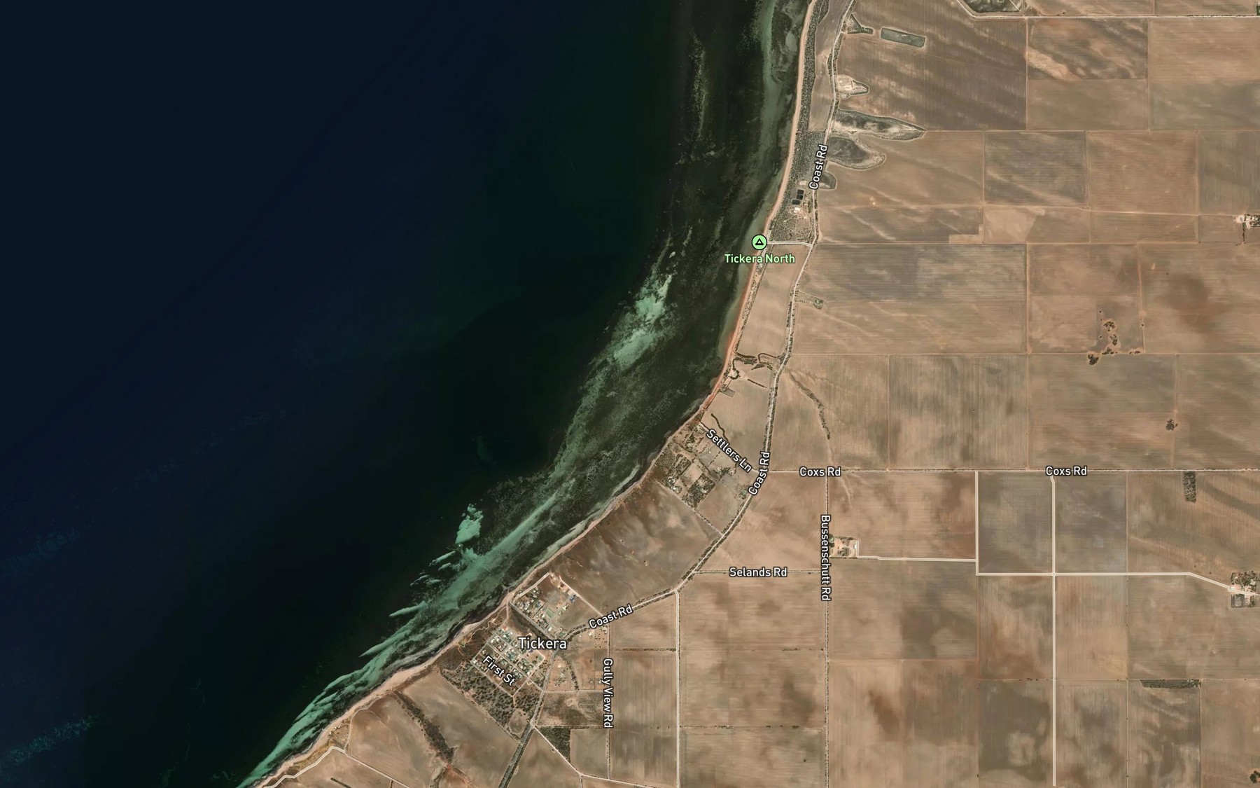 Satellite map of the Tickera Bay