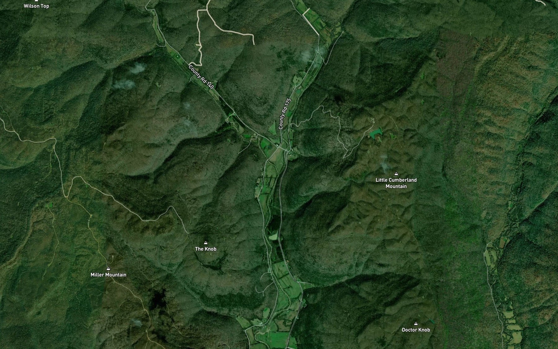 Satellite map of the Burks Creek