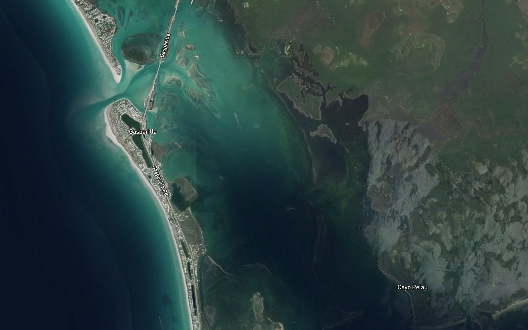 Satellite map of the Gasparilla Sound