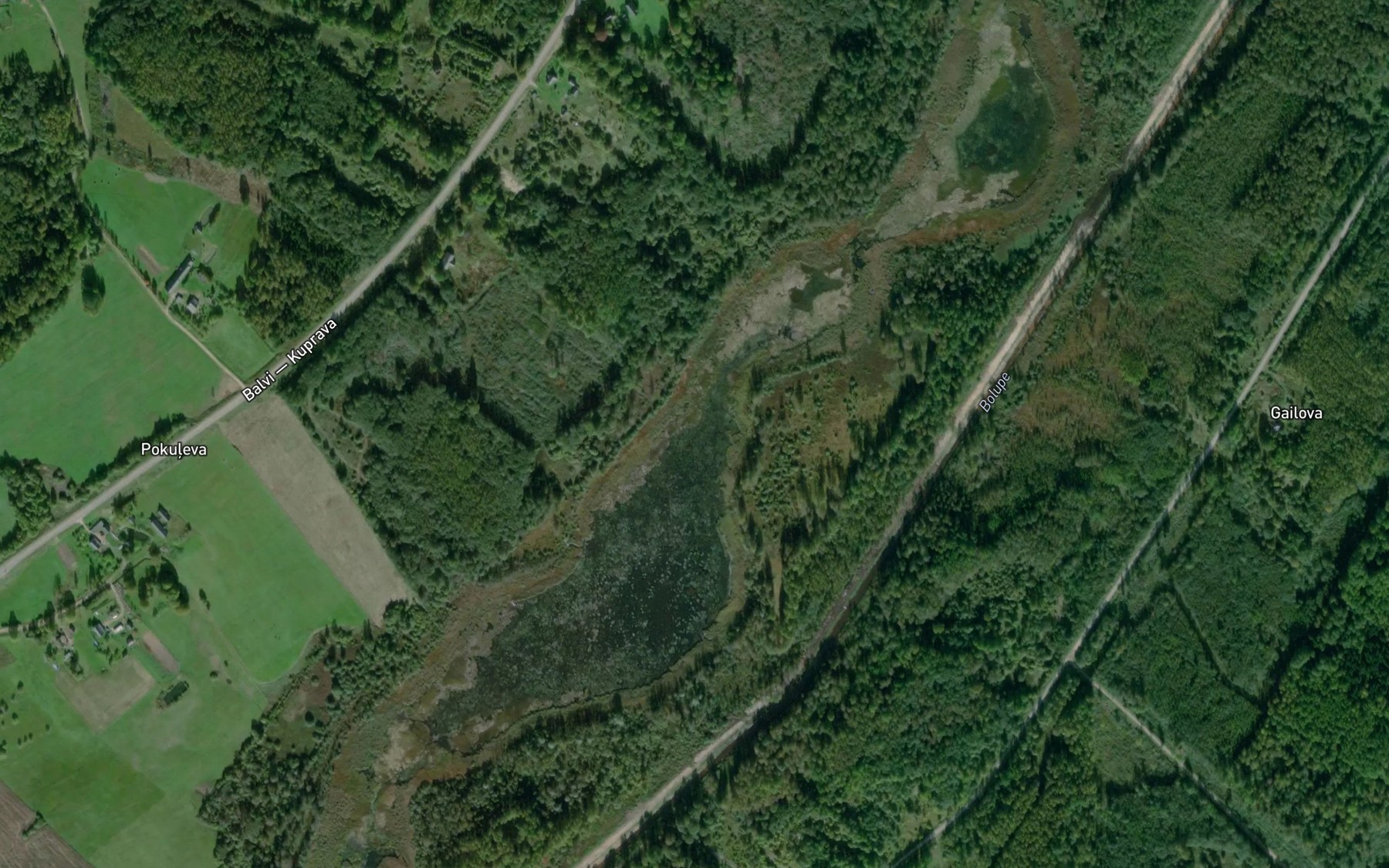 Satellite map of the Pokullevas Ezers