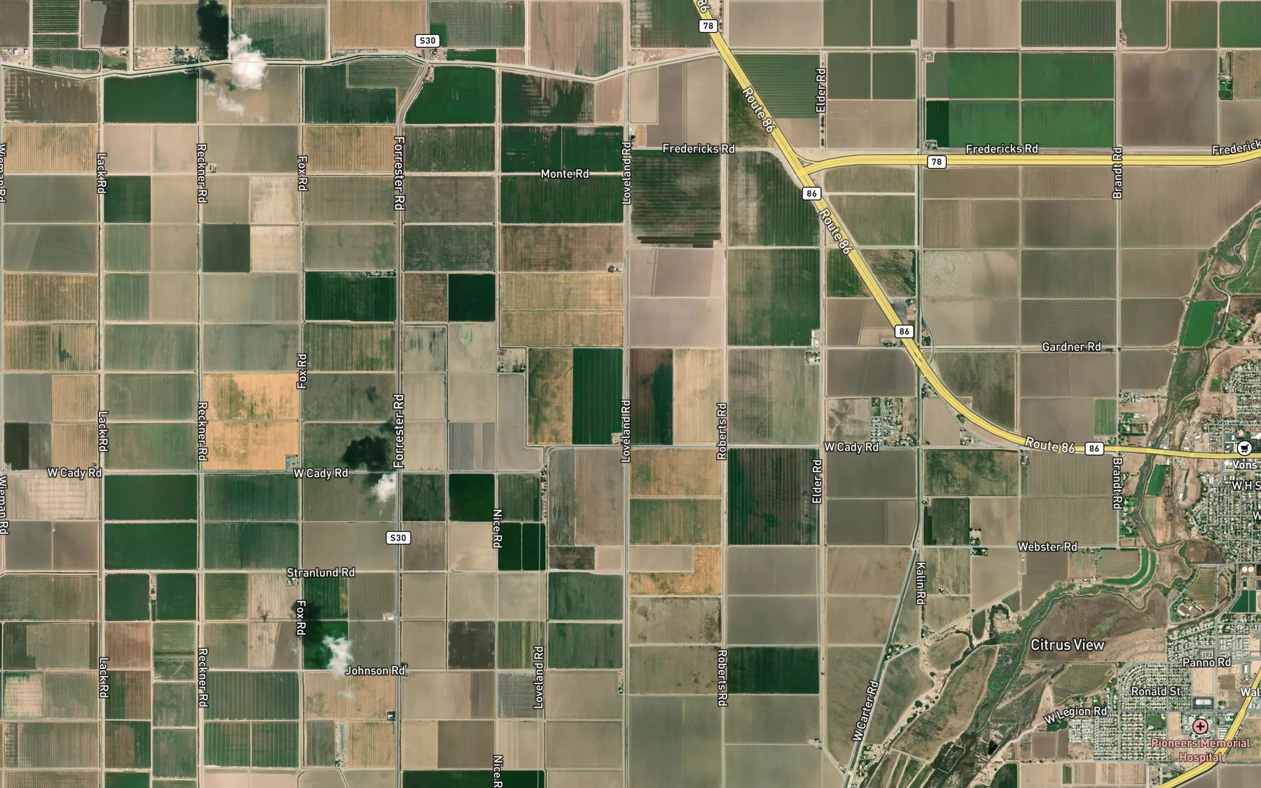 Satellite map of the Trifolium Three Drain