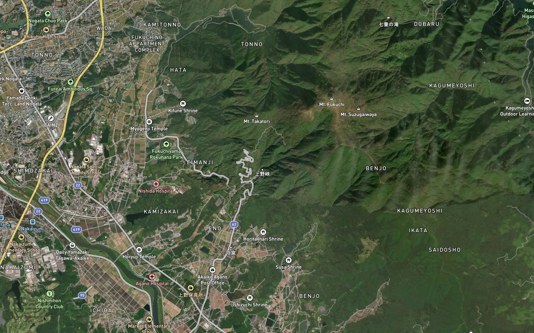 Satellite map of the Shiraitono Taki