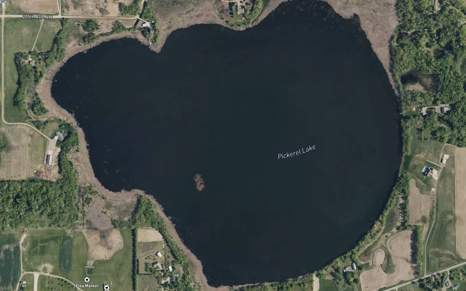 Satellite map of the Pickerel Lake