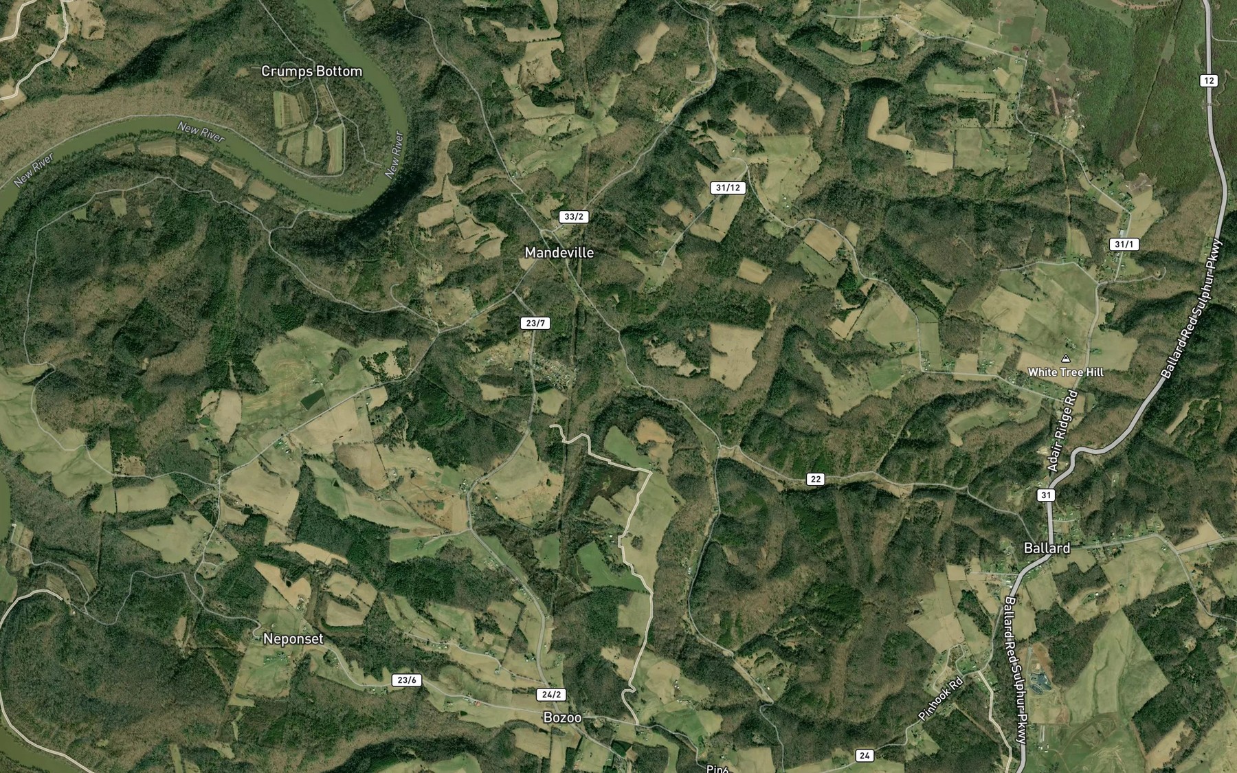 Satellite map of the Bee Branch