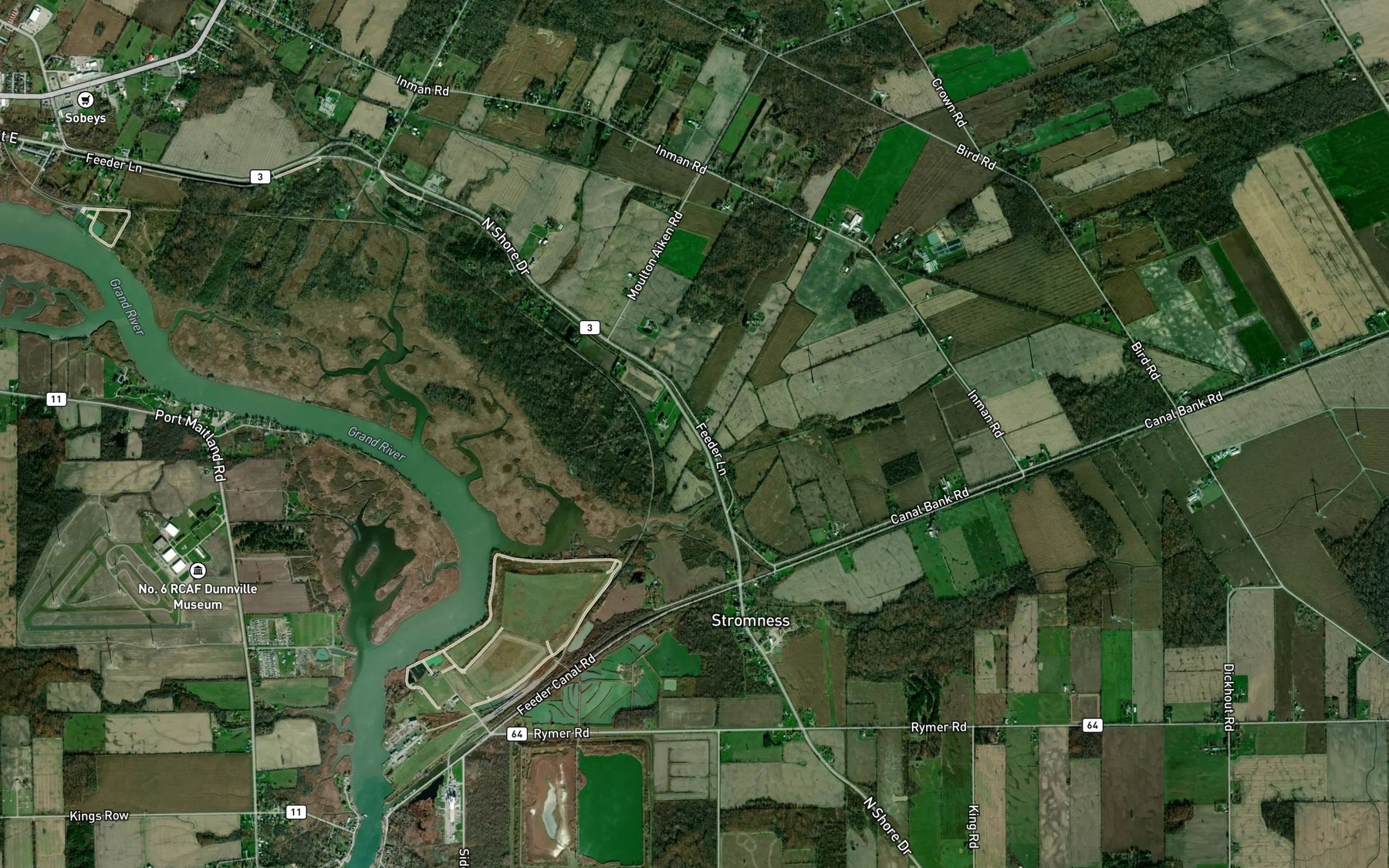 Satellite map of the Tweed Drain