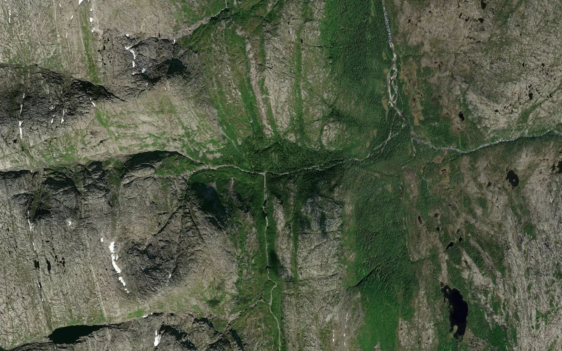 Satellite map of the Nordre Vesterdalselva
