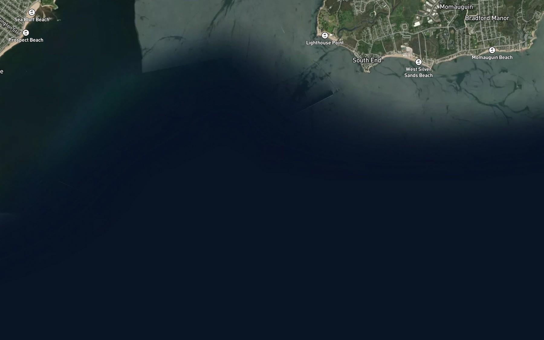 Satellite map of the New Haven Harbor Entrance Channel