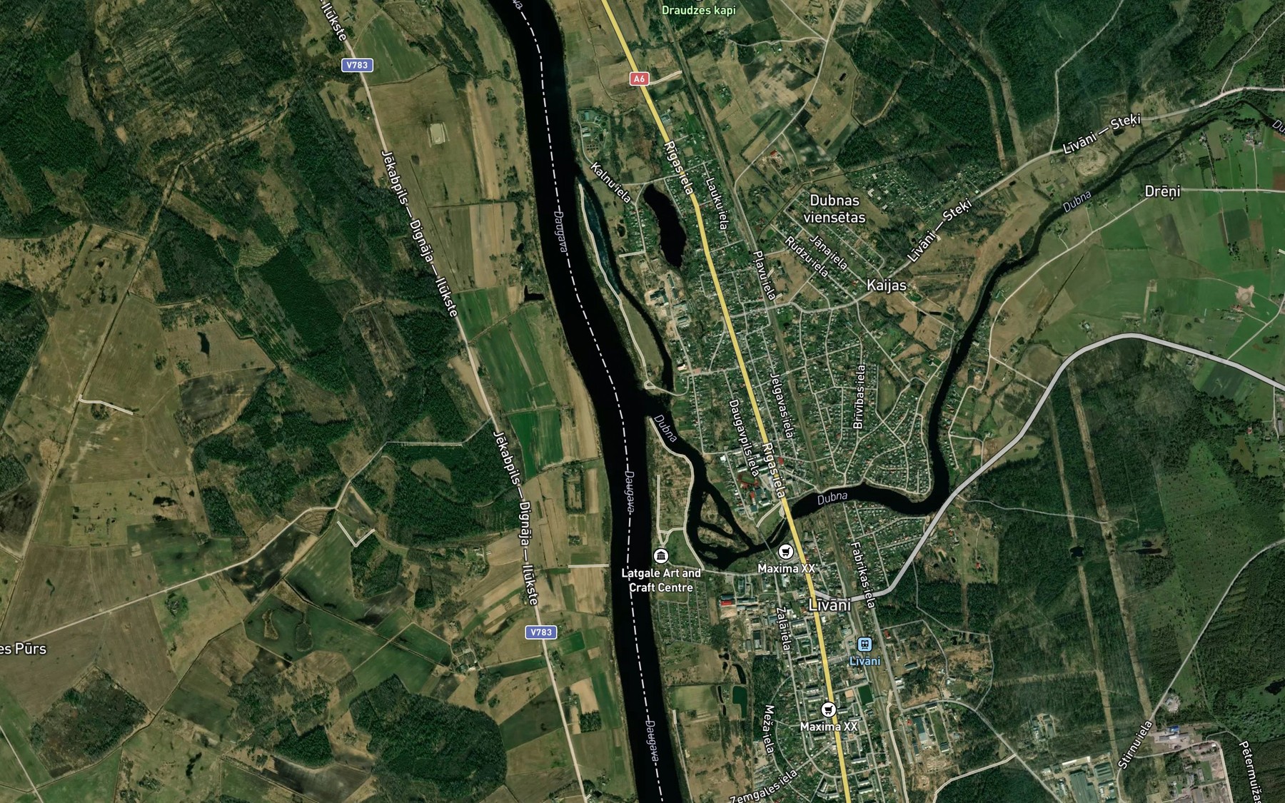 Satellite map of the Dubna