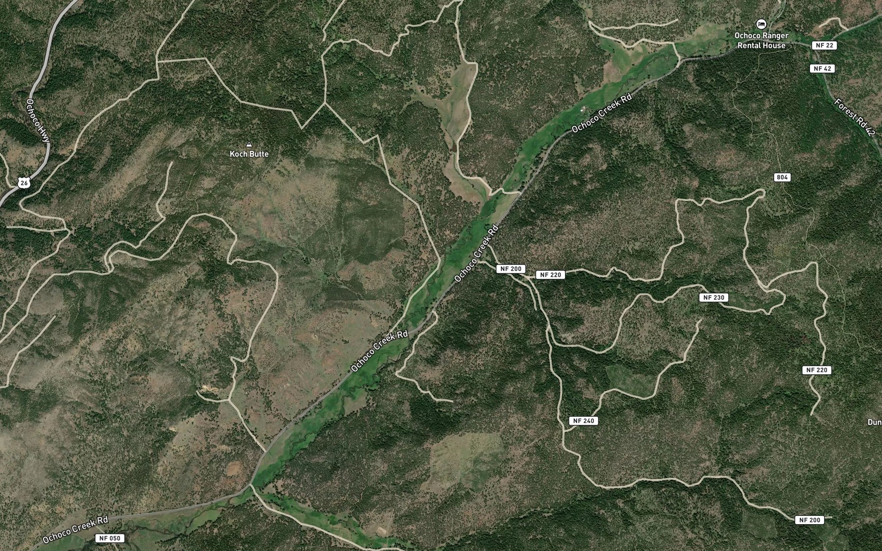 Satellite map of the Douthit Creek