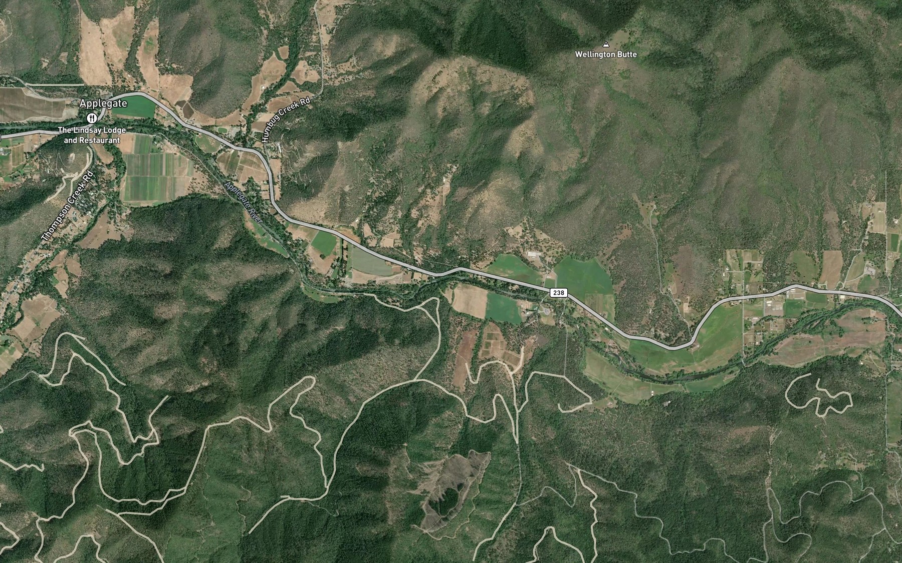 Satellite map of the Keeler Creek