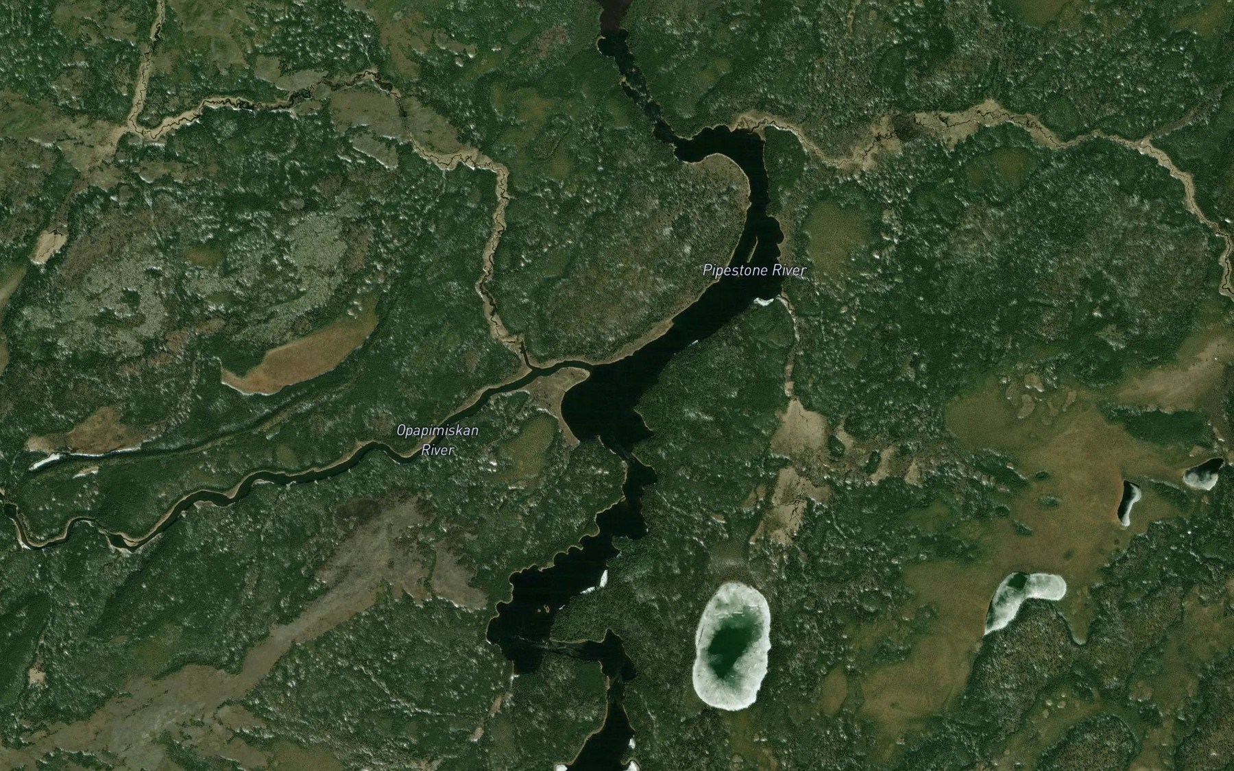 Satellite map of the Opapimiskan River