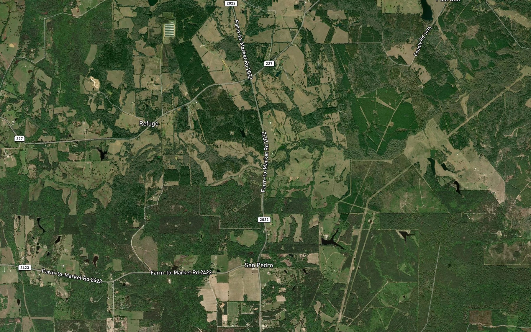 Satellite map of the Stowe Creek