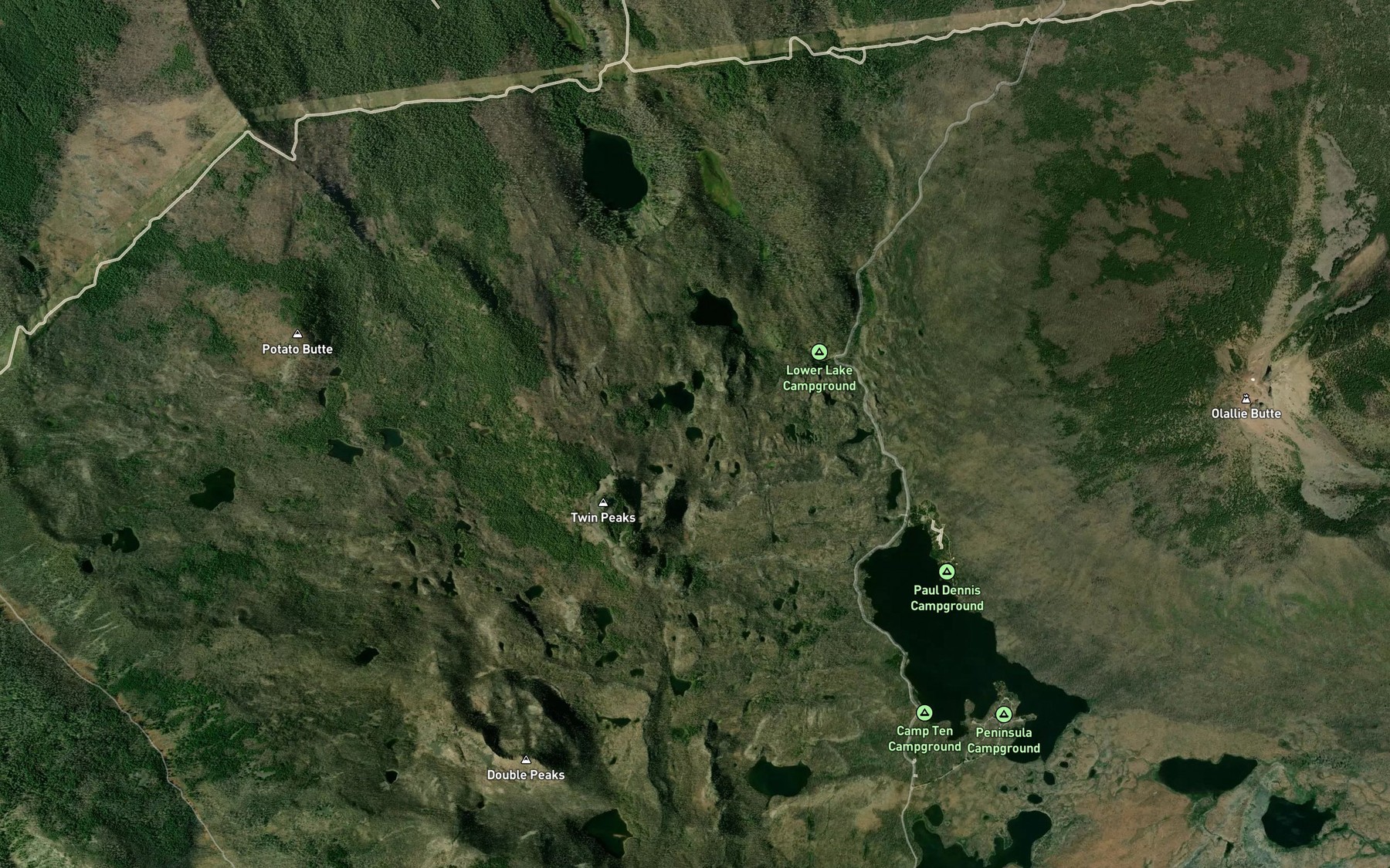 Satellite map of the Finley Lake