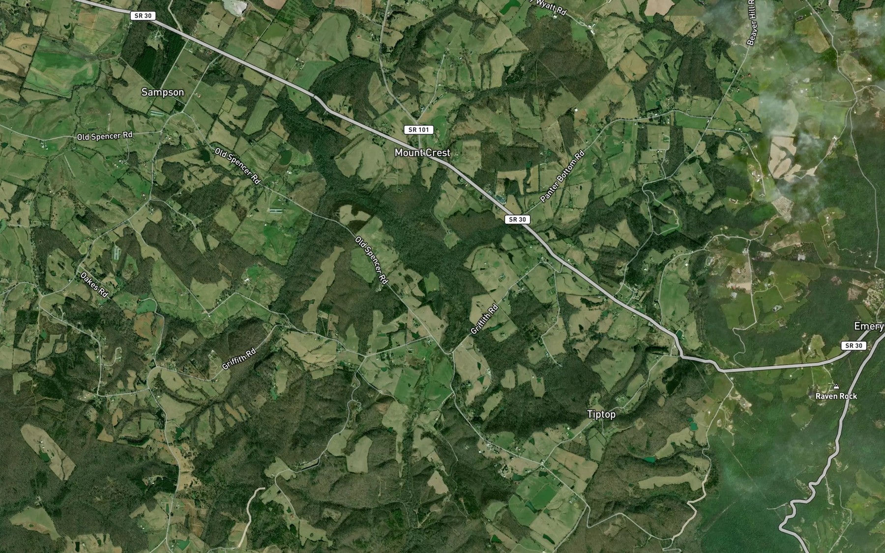 Satellite map of the Panter Creek