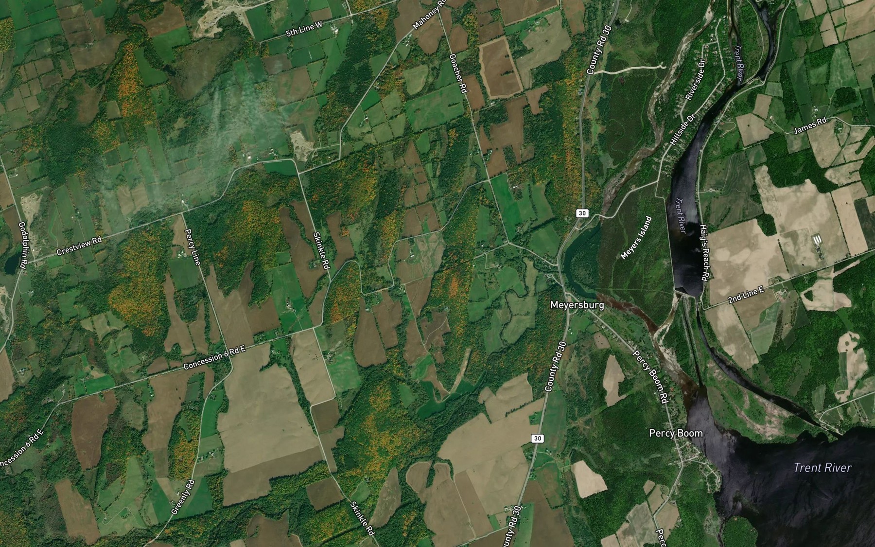 Satellite map of the Percy Creek