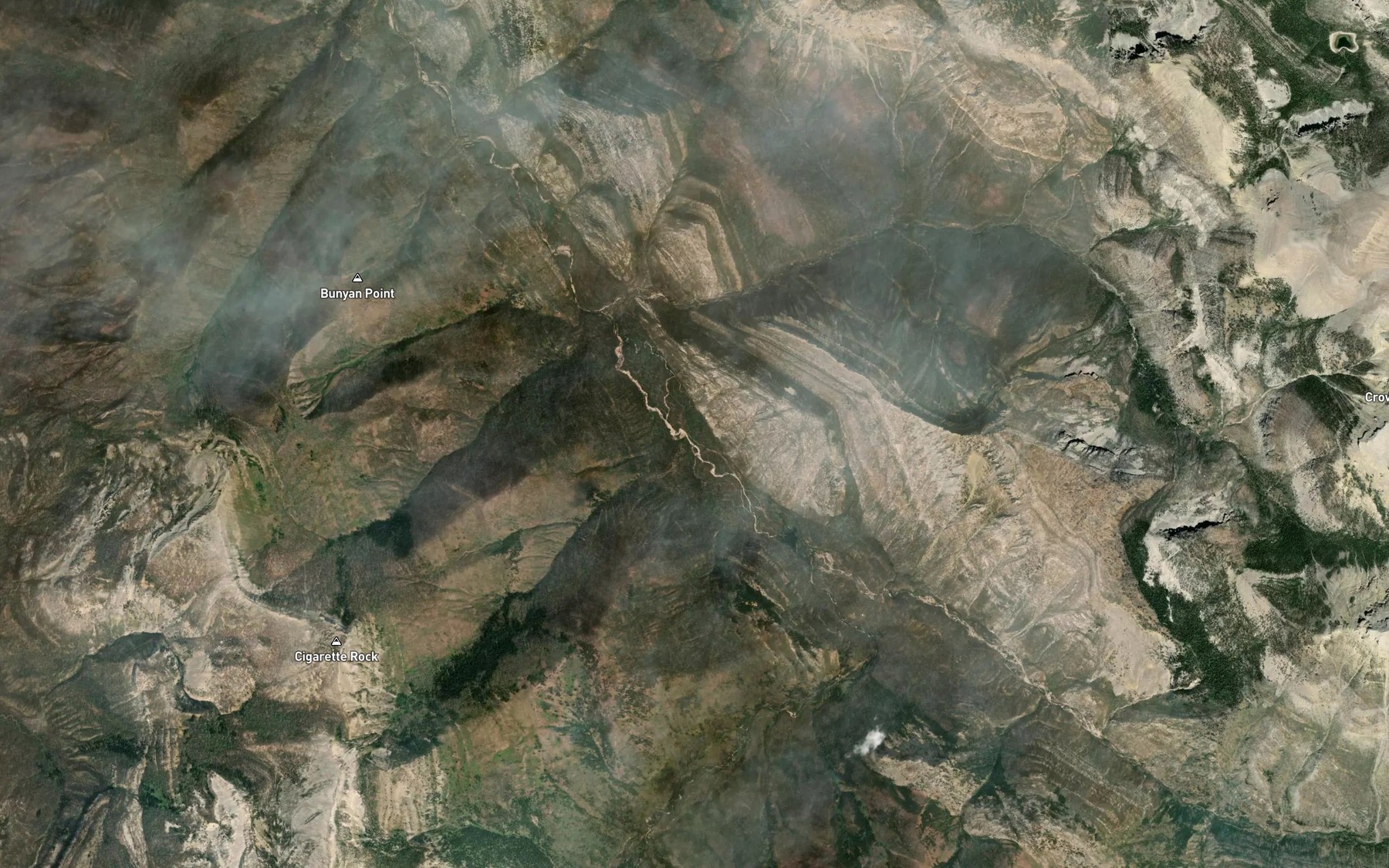 Satellite map of the Cigarette Creek