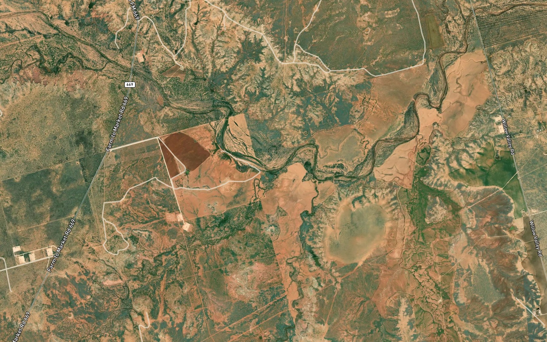 Satellite map of the Plum Creek