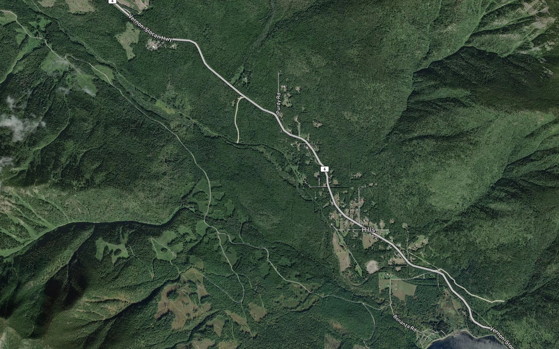 Satellite map of the Cadden Creek
