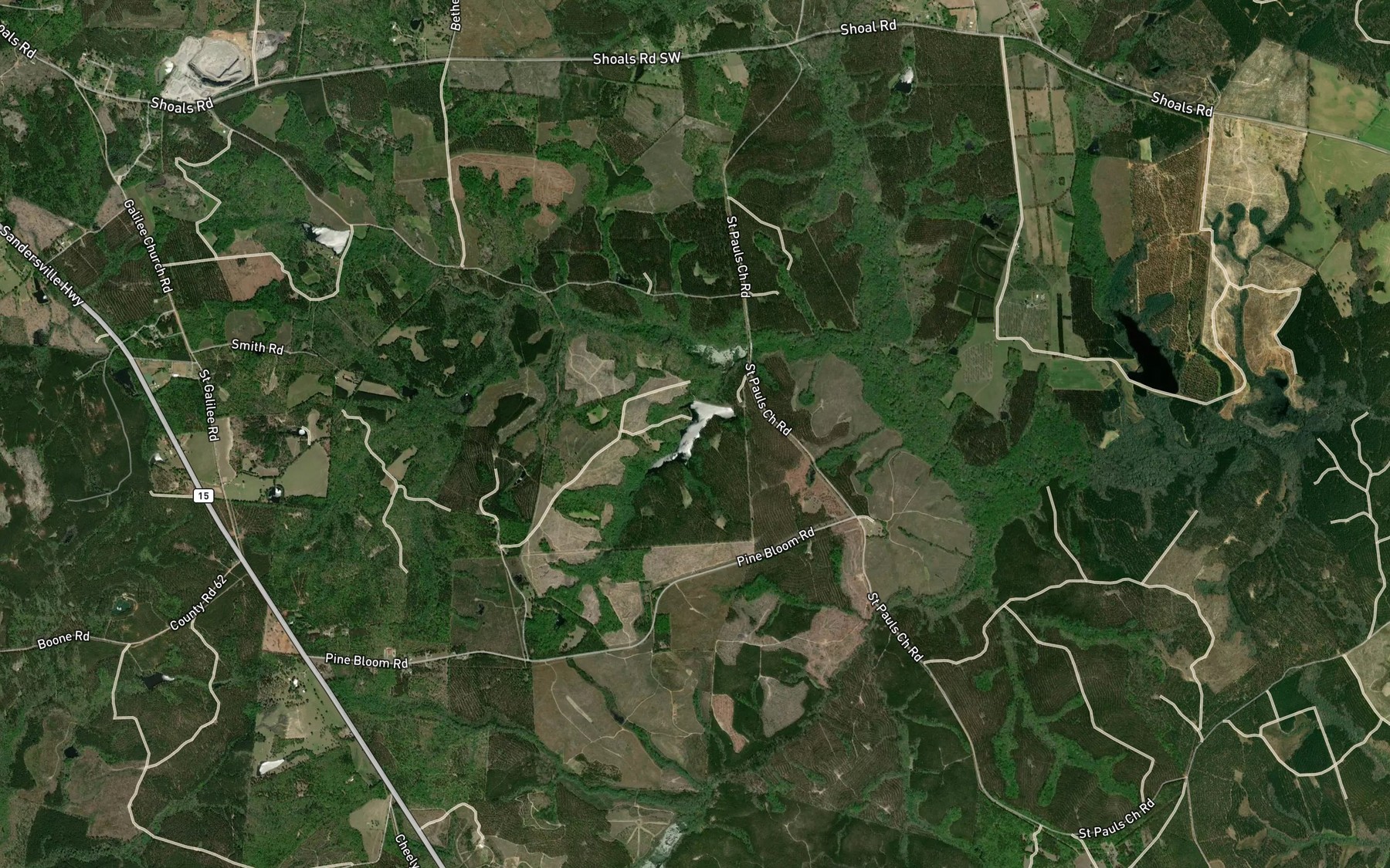 Satellite map of the McWhorter Pond