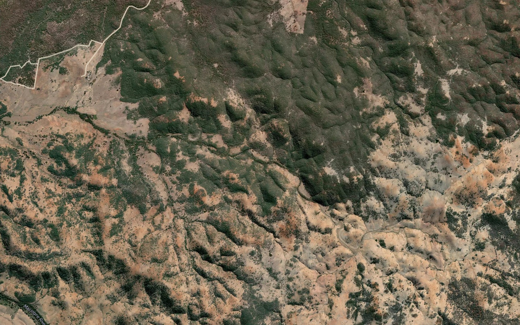 Satellite map of the Oaky Creek